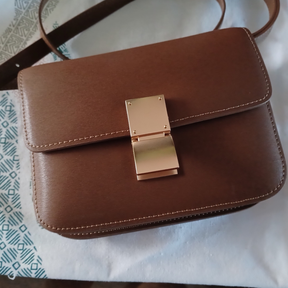 Elegant shoulder crossbody vegan leather BAG in Sweet Mango COFFEE Toffee brown